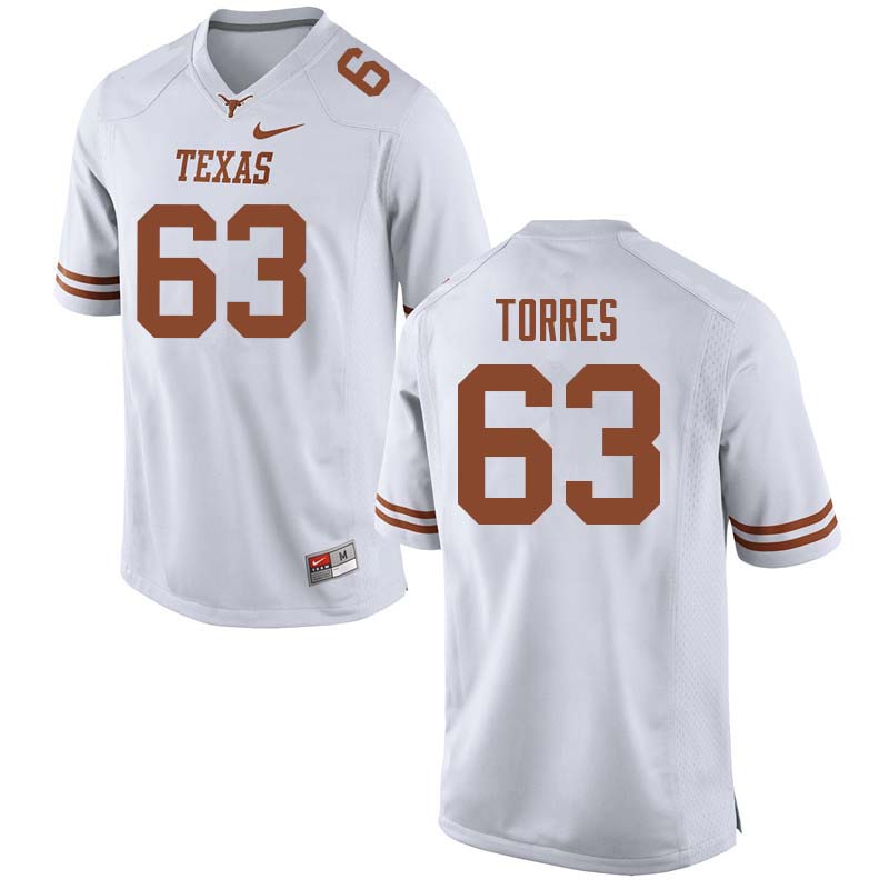 Men #63 Troy Torres Texas Longhorns College Football Jerseys Sale-White